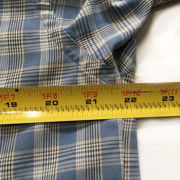 Van Heusen Men's Blue Short Sleeve Plaid Shirt Size Medium - Picture 7 of 8